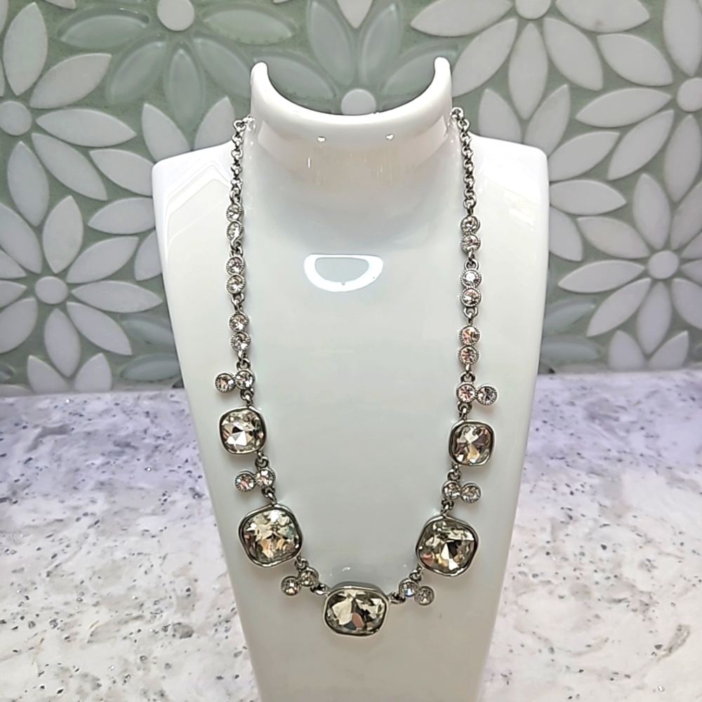 Premier Designs Crystal Rhodium Plated Statement Necklace Date Night Prom